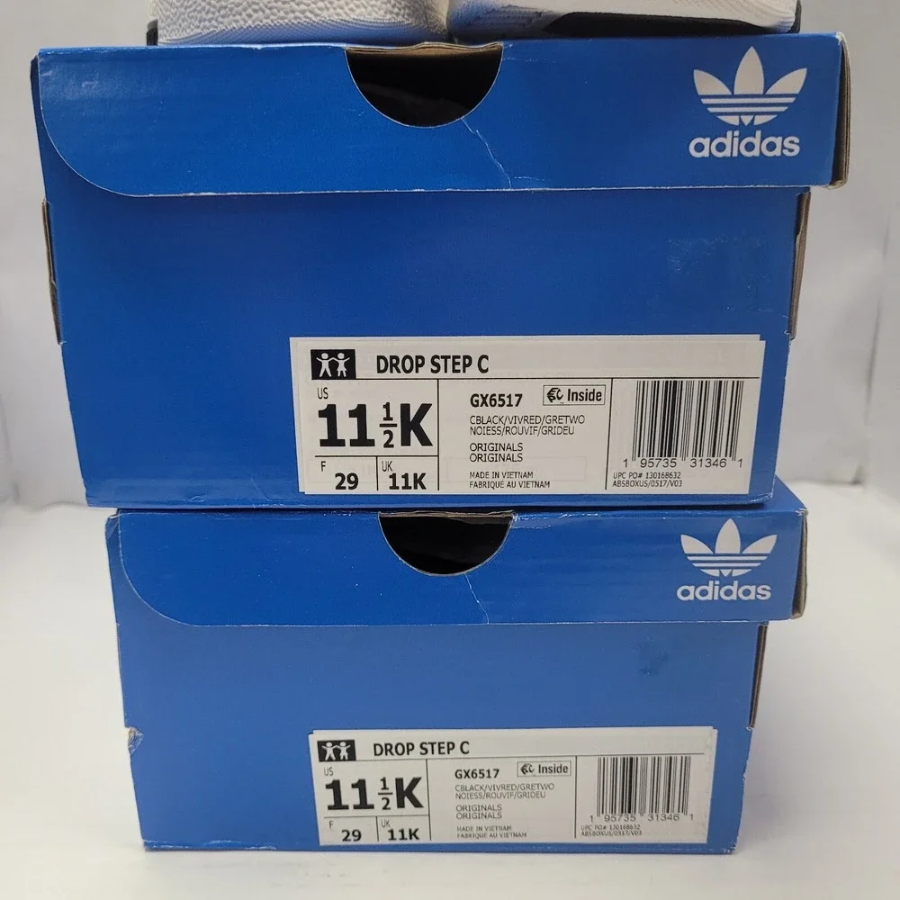 Adidas Drop Step Children's US 11.5K Sneakers GX6517 Black Grey Red NEW with Box